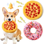 Plush Squeaky Donut & Pizza Toy for Dogs